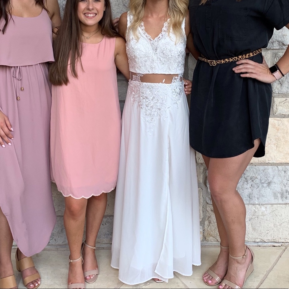 White Lace Cut Out Maxi Dress